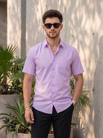 Men's Purple Cotton Shirt – Solid