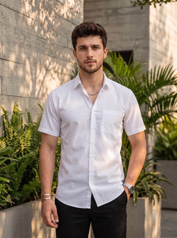 Men's White Cotton Shirt – Solid