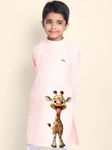 Boys' Pink Cotton Kurta Set