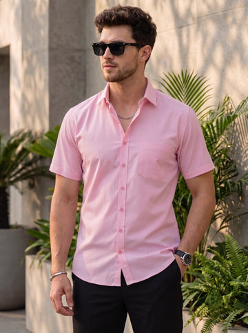 Men's Pink Cotton Shirt – Solid