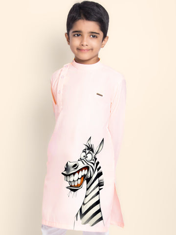 Boys' Pink Cotton Kurta Set