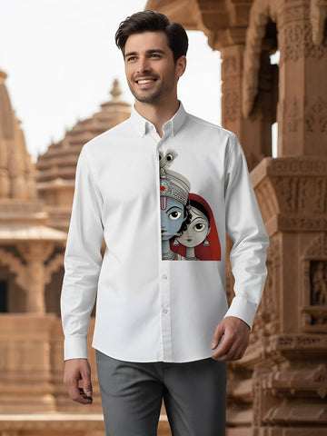 Men's White Cotton Shirt – Ethnic Print