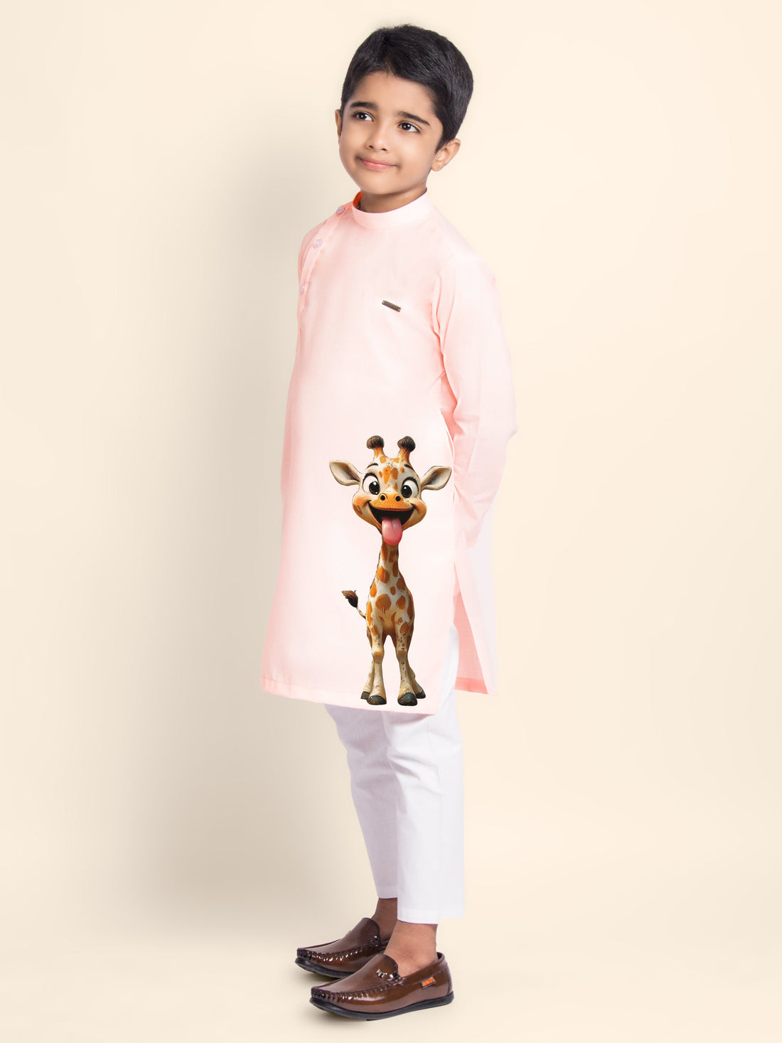 Boys' Pink Cotton Kurta Set