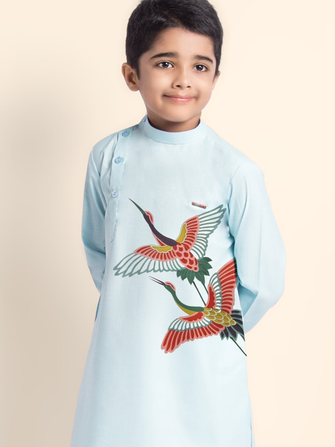 Boys' Sky Blue Cotton Kurta & Pyjama Set – Printed
