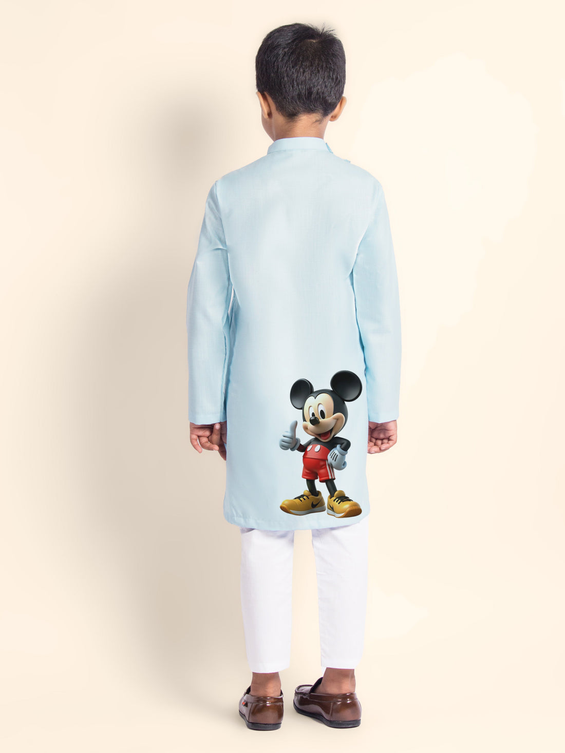 Boys' Sky Blue Cotton Kurta & Pyjama Set – Printed