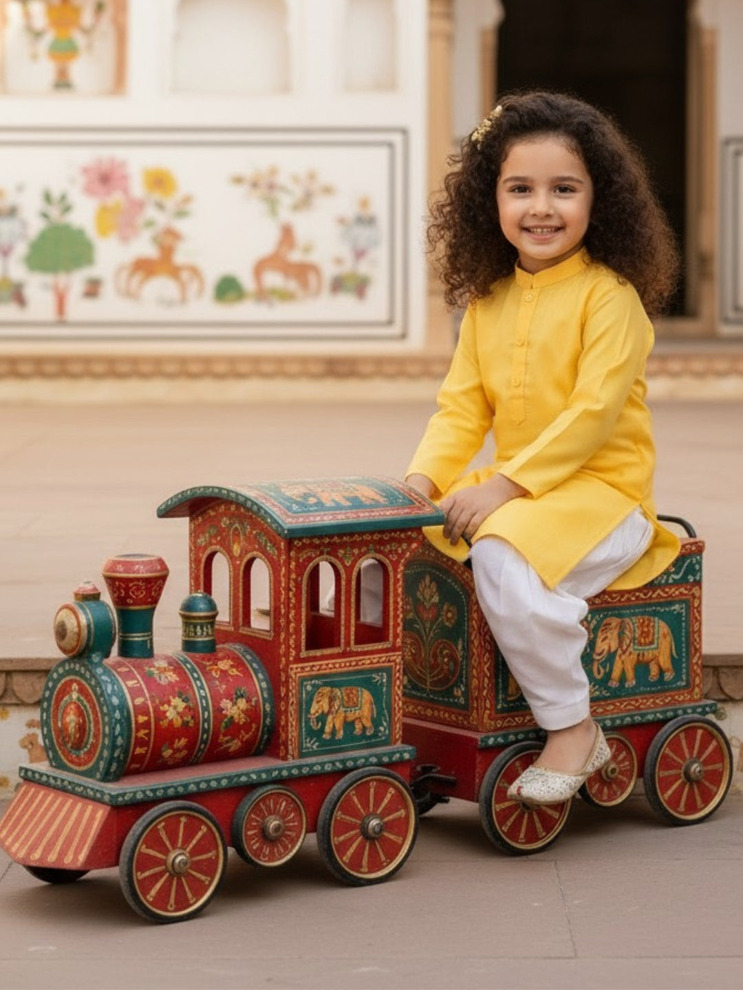 Girls' Yellow Cotton Kurti Set – Solid