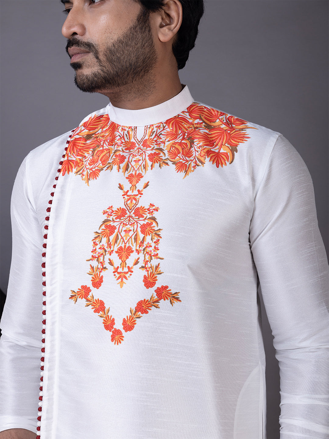 Men's White Art Silk Kurta Set – Ethnic Print