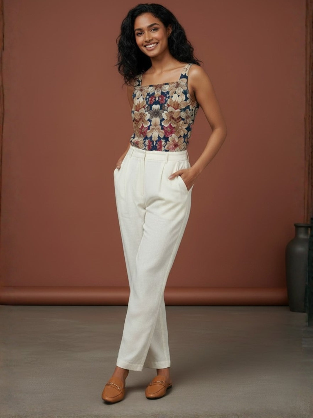 Women's Multicolour Cotton Camisole – Floral Print