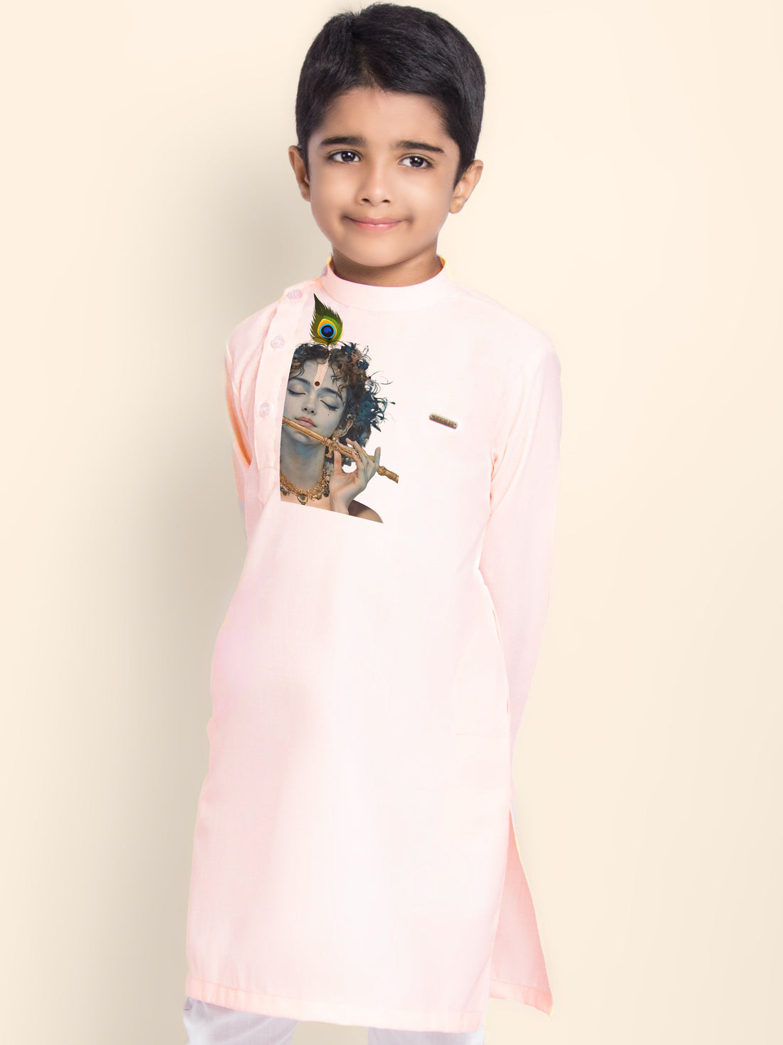 Boys' Pink Cotton Kurta Set