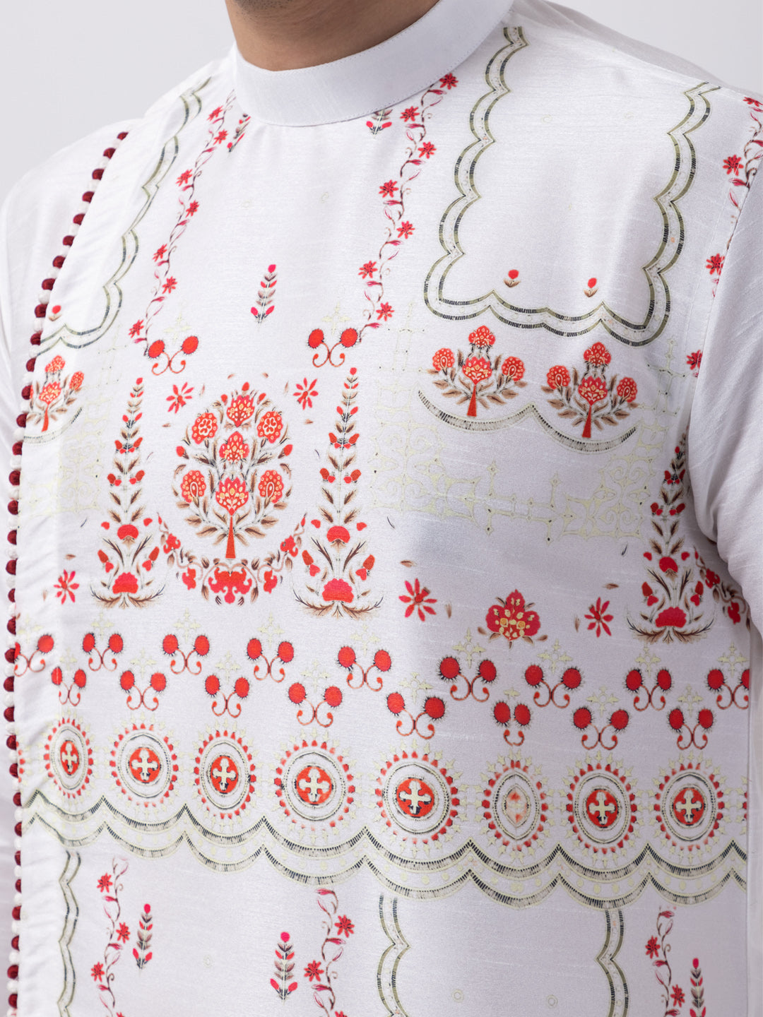Men's White Art Silk Kurta Set – Ethnic Print