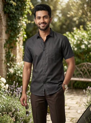 Men's Black Cotton Shirt – Solid
