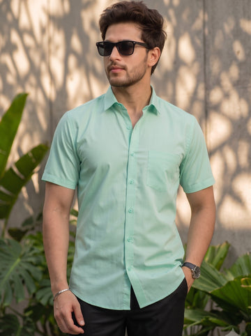 Men's Green Cotton Shirt – Solid